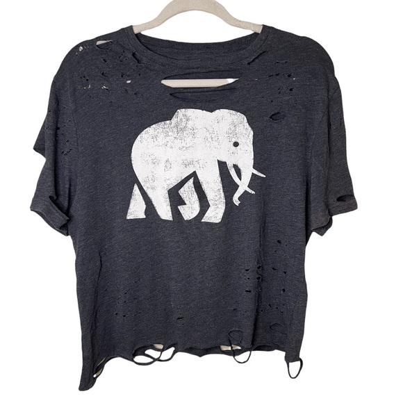 SOLD BANANA REPUBLIC Distressed Elephant Graphic Crop Top - Picture 2 of 10